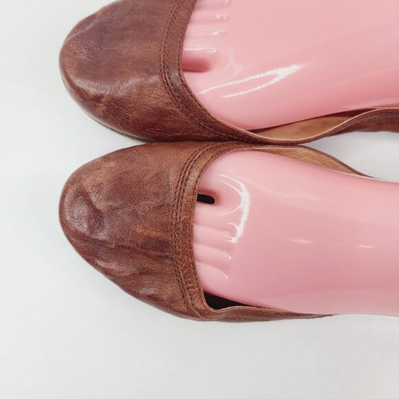 Frye Women's Brown Carson Leather Almond Toe Slip-On Ballet Flat Size 8.5M - Picture 3 of 6